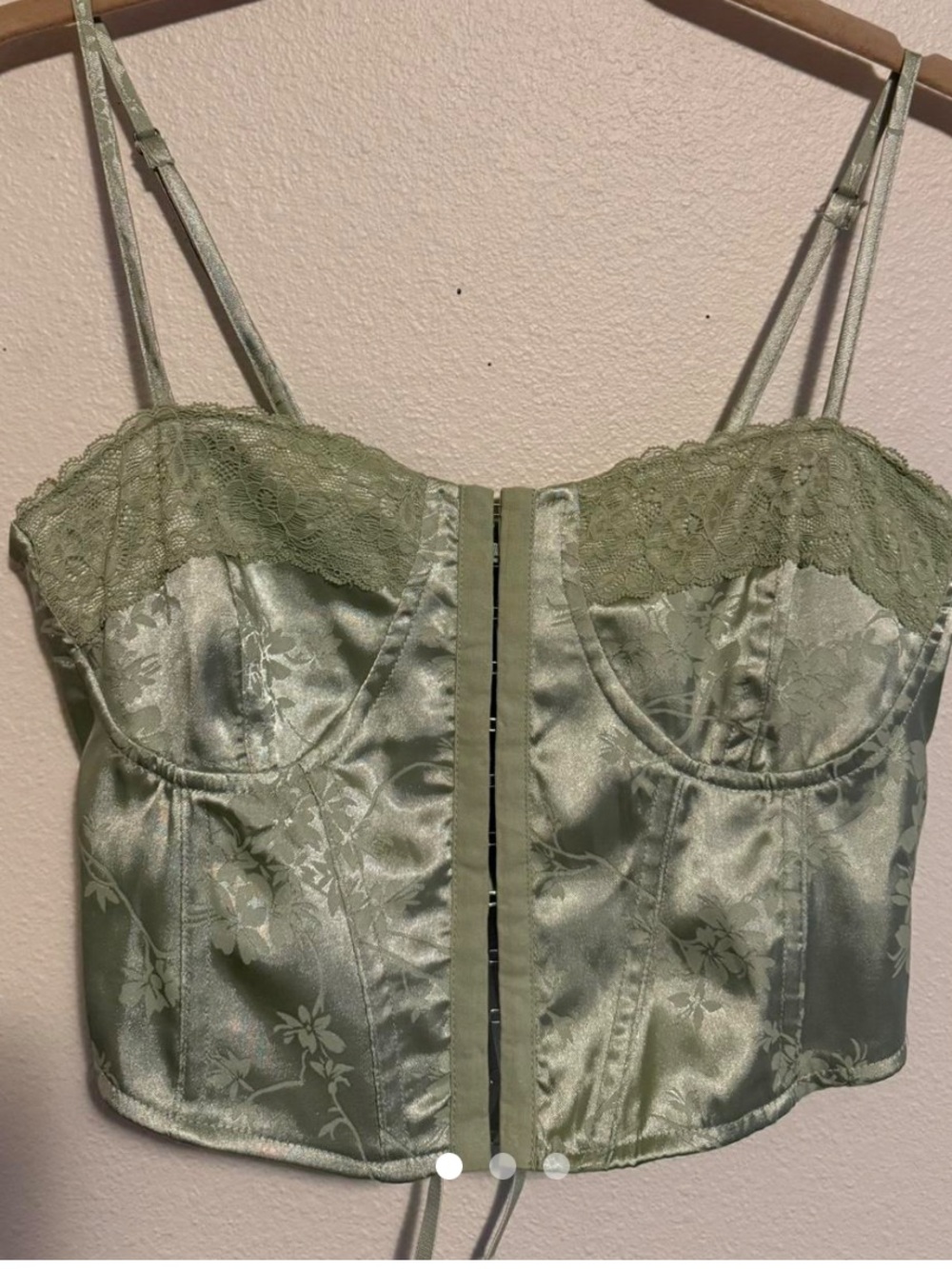NWOT L.A. Hearts Sage Green Satin Bustier Top